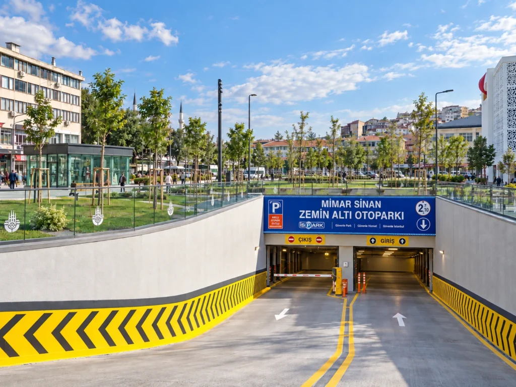 Mimar Sinan Zemin Altı Otoparkı’nın giriş ve çıkış rampaları