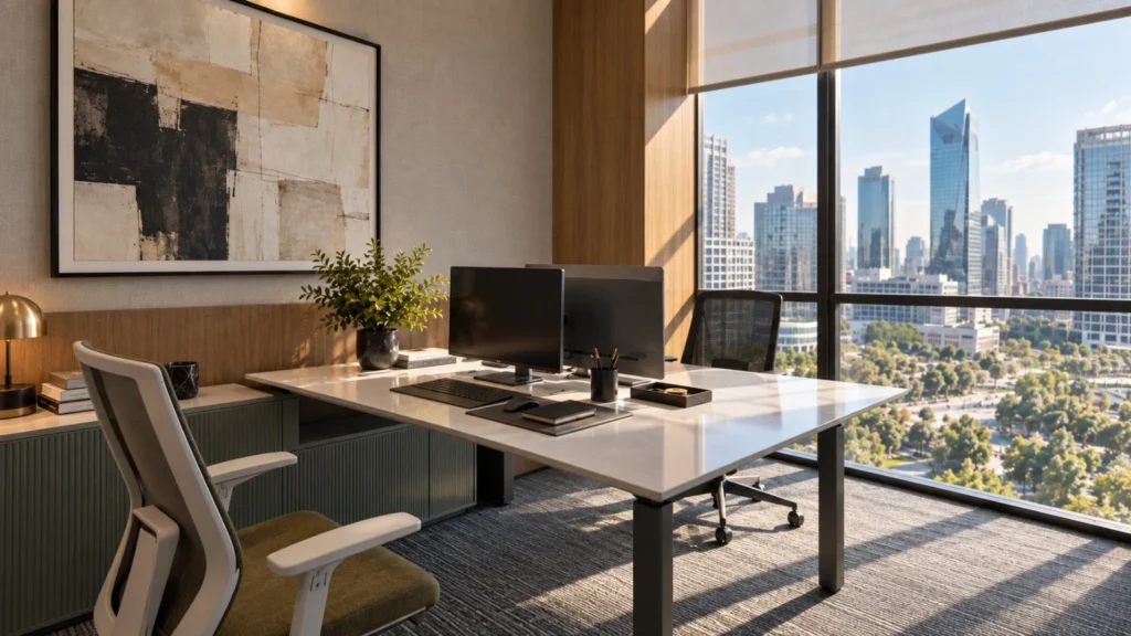 Kurtköy 360 Ofis Plaza’daki Petromir Merkez Ofis resepsiyon ve bekleme alanı
